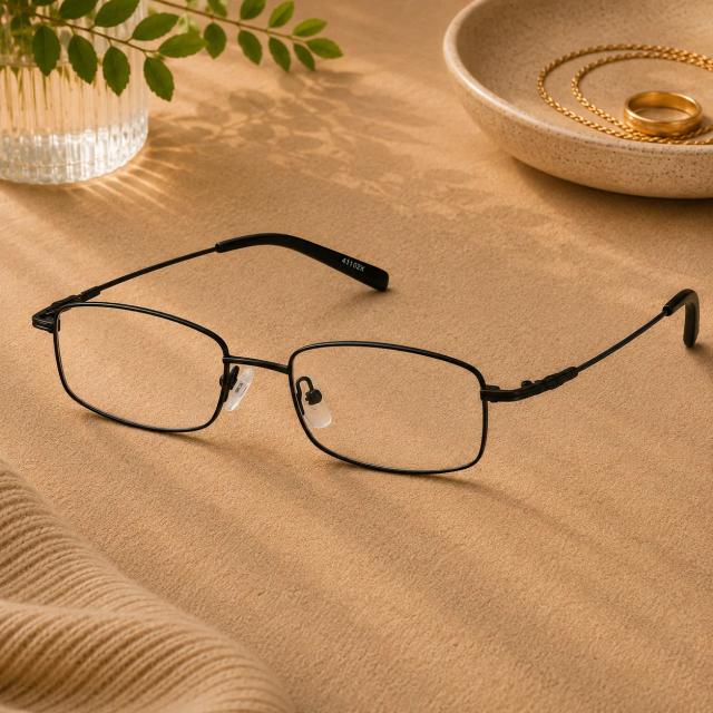 Black Rectangle Full-Rim Glasses #411521