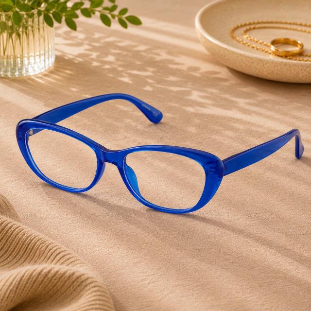 Electric Blue Oval Blue Light Glasses #2016716