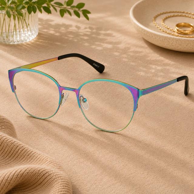 Iridescent Round Blue Light Glasses #3226817