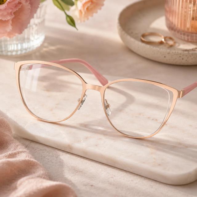 Rose Gold Cat-Eye Glasses #3219519