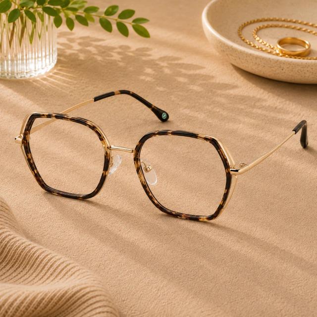 Tortoiseshell Geometric Blue Light Glasses #7828725